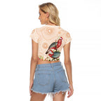Merry Christmas Aussie Aboriginal Raglan Cropped T Shirt Rosebreasted Cockatoo Pastel - Aussie Hoodie