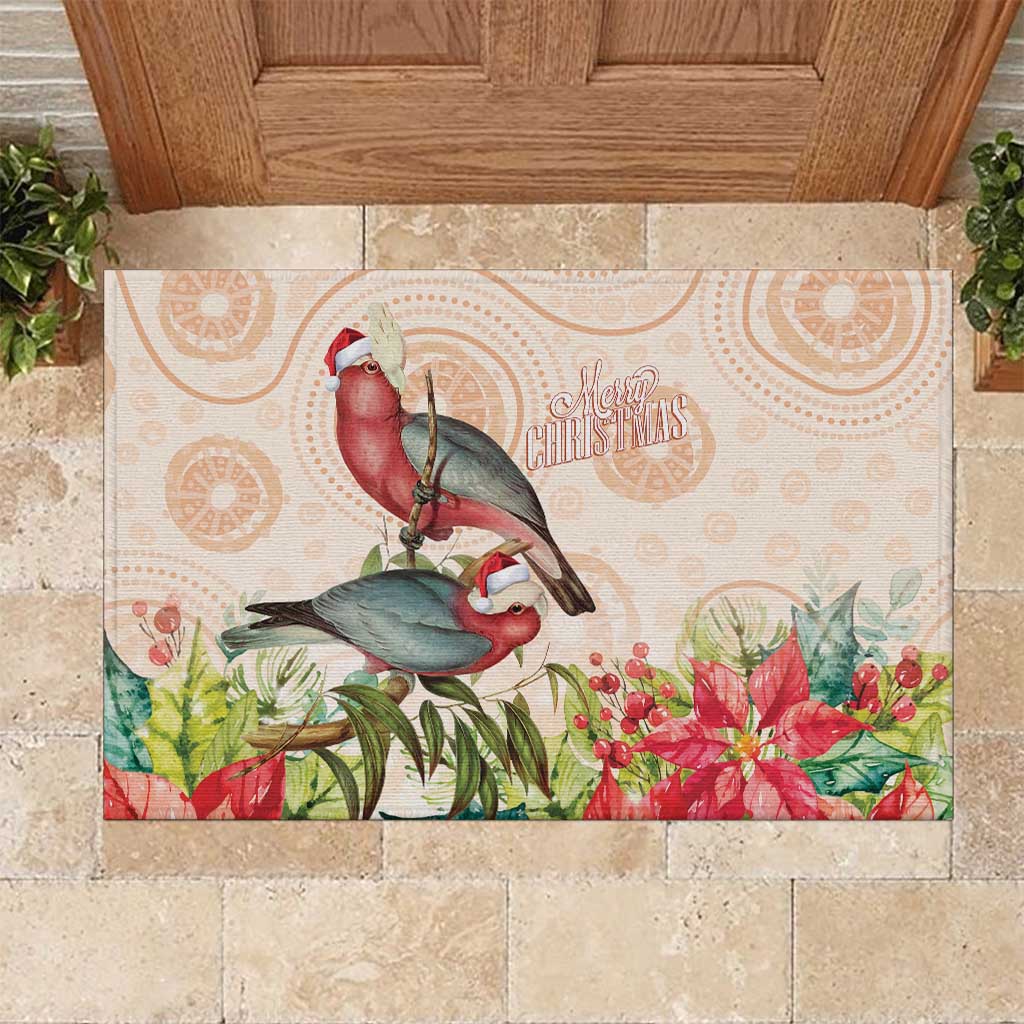 Merry Christmas Aussie Aboriginal Rubber Doormat Rosebreasted Cockatoo Pastel - Aussie Hoodie