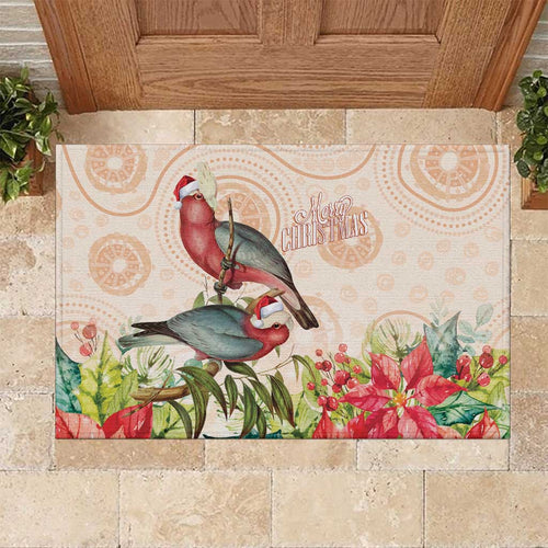 Merry Christmas Aussie Aboriginal Rubber Doormat Rosebreasted Cockatoo Pastel - Aussie Hoodie