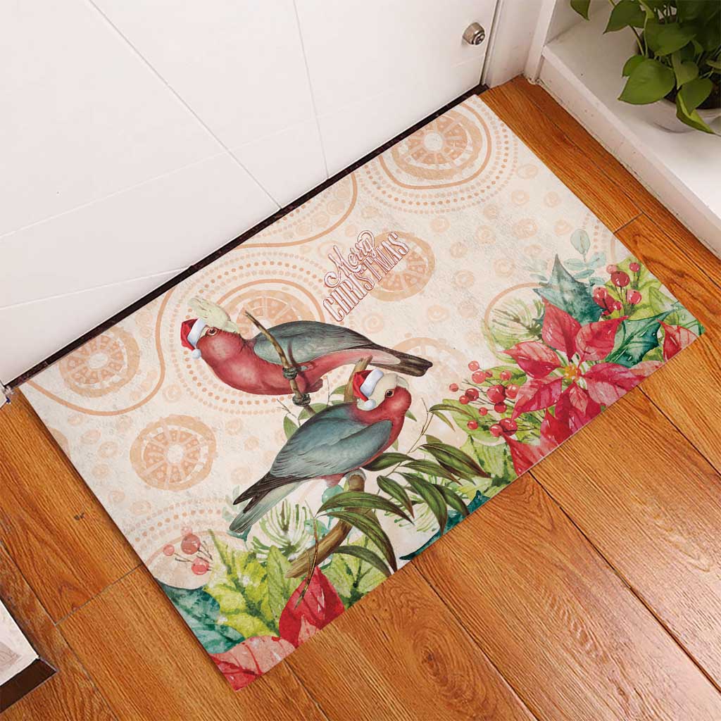 Merry Christmas Aussie Aboriginal Rubber Doormat Rosebreasted Cockatoo Pastel - Aussie Hoodie