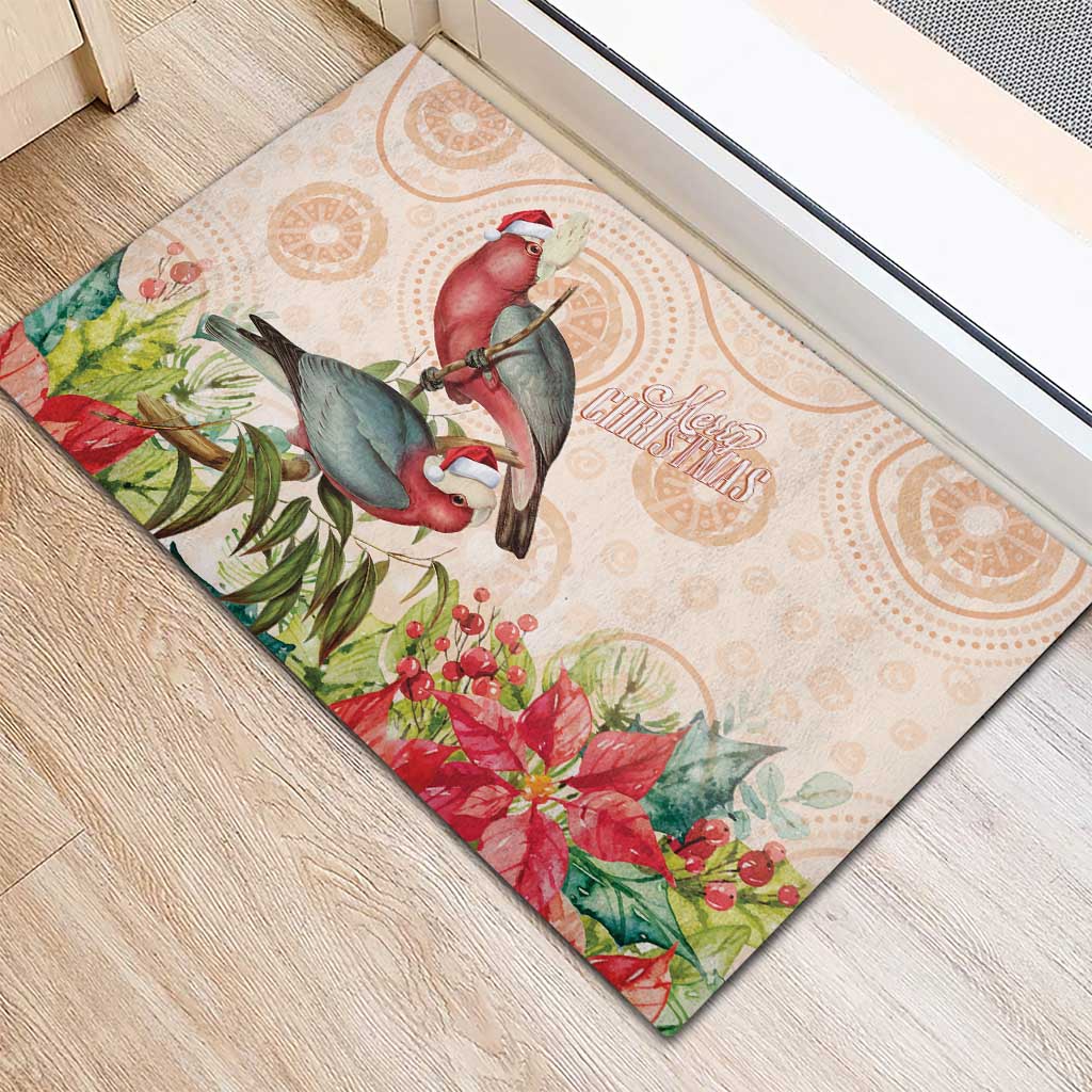 Merry Christmas Aussie Aboriginal Rubber Doormat Rosebreasted Cockatoo Pastel - Aussie Hoodie