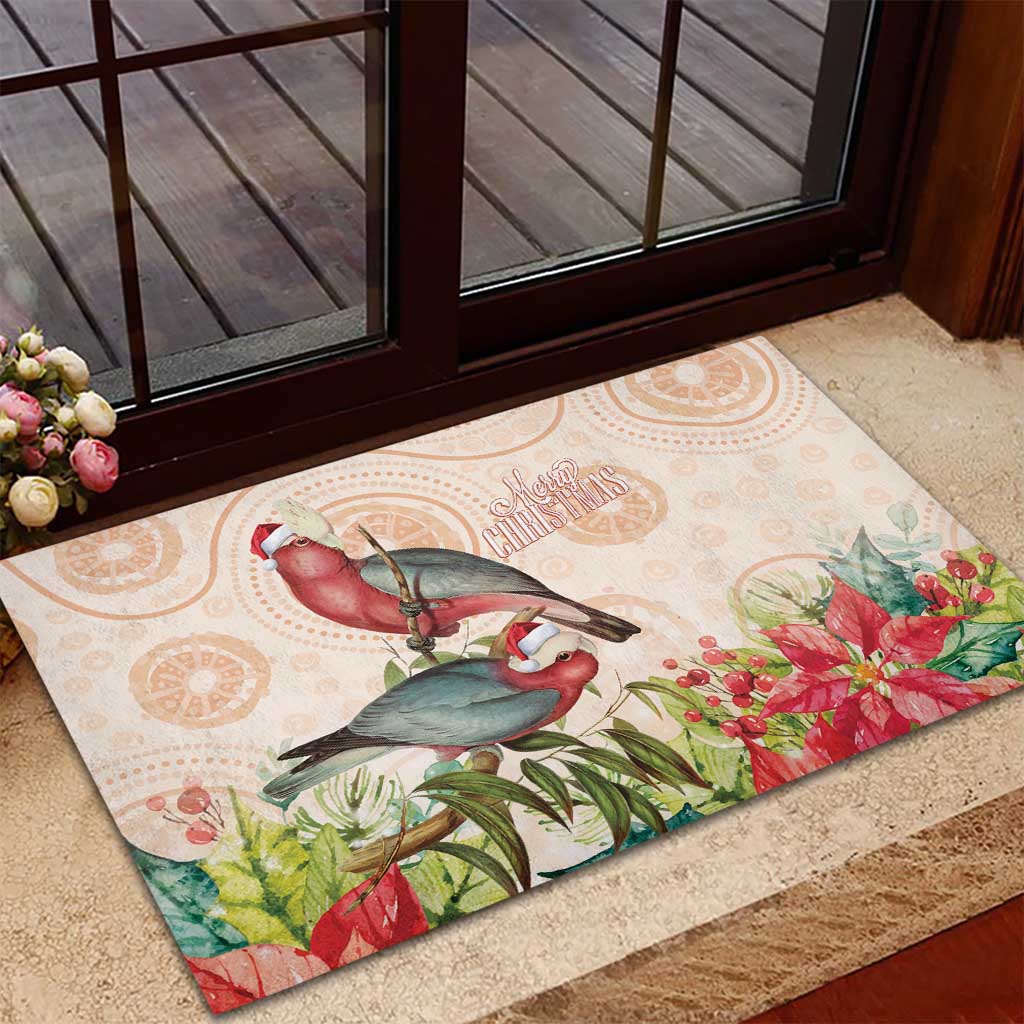 Merry Christmas Aussie Aboriginal Rubber Doormat Rosebreasted Cockatoo Pastel - Aussie Hoodie