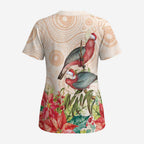 Merry Christmas Aussie Aboriginal Scrub Top Rosebreasted Cockatoo Pastel - Aussie Hoodie