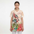 Merry Christmas Aussie Aboriginal Scrub Top Rosebreasted Cockatoo Pastel - Aussie Hoodie