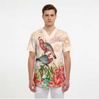 Merry Christmas Aussie Aboriginal Scrub Top Rosebreasted Cockatoo Pastel - Aussie Hoodie