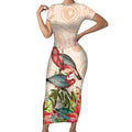 Merry Christmas Aussie Aboriginal Short Sleeve Bodycon Dress Rosebreasted Cockatoo Pastel - Aussie Hoodie