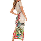 Merry Christmas Aussie Aboriginal Short Sleeve Bodycon Dress Rosebreasted Cockatoo Pastel - Aussie Hoodie