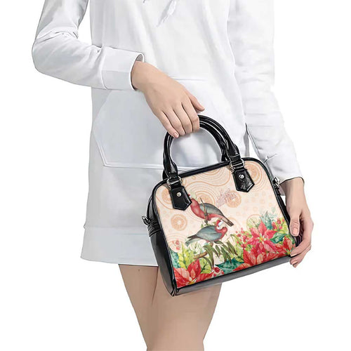 Merry Christmas Aussie Aboriginal Shoulder Handbag Rosebreasted Cockatoo Pastel - Aussie Hoodie