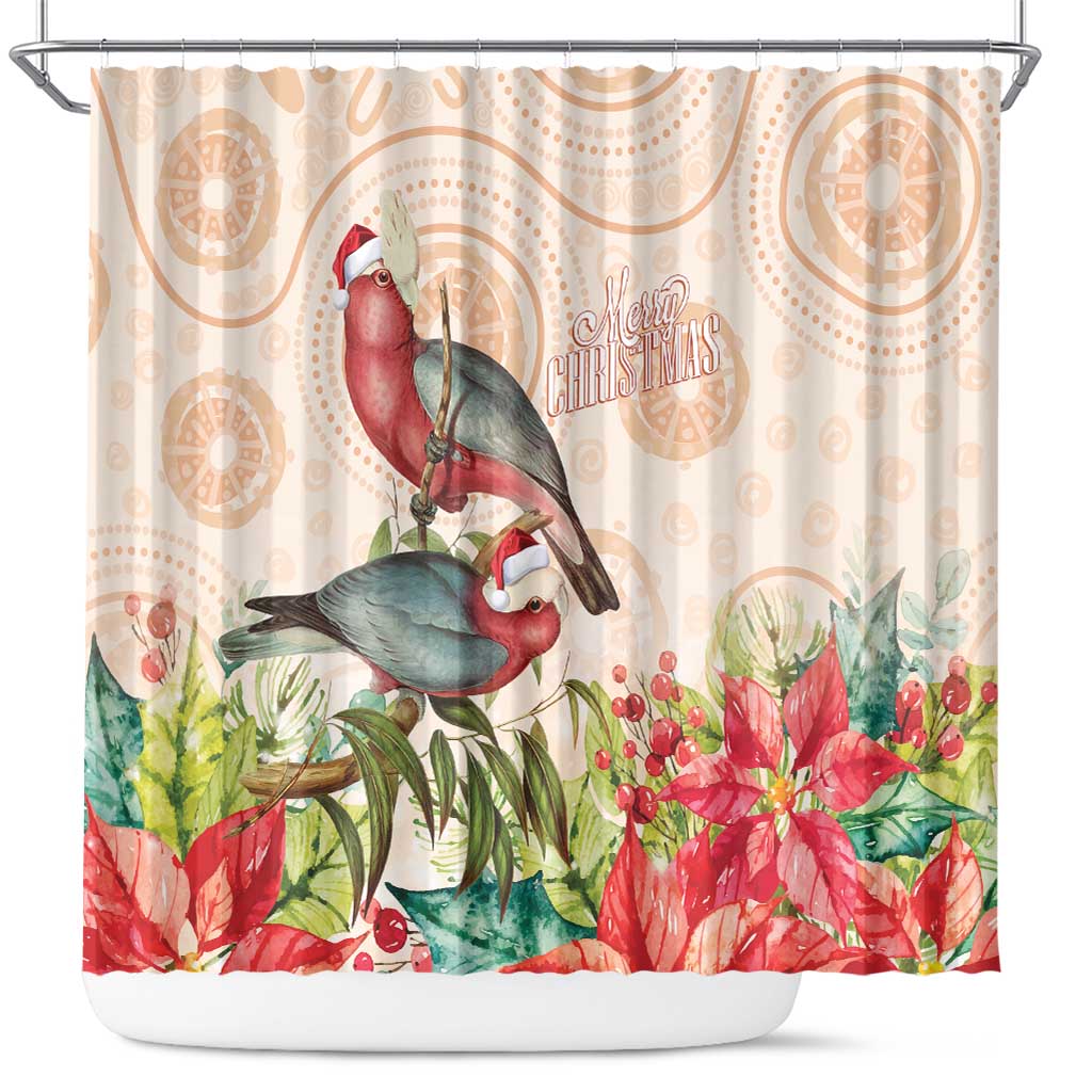 Merry Christmas Aussie Aboriginal Shower Curtain Rosebreasted Cockatoo Pastel - Aussie Hoodie