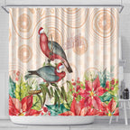 Merry Christmas Aussie Aboriginal Shower Curtain Rosebreasted Cockatoo Pastel - Aussie Hoodie