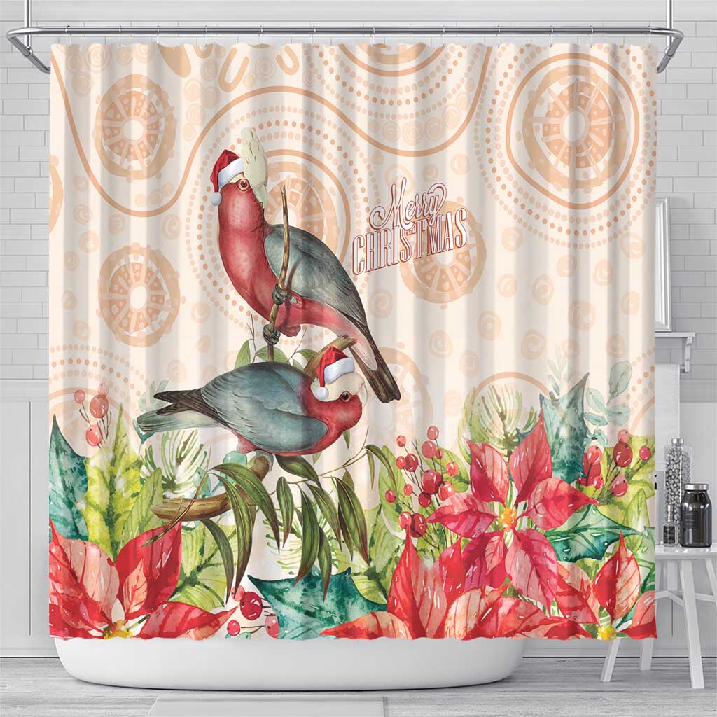 Merry Christmas Aussie Aboriginal Shower Curtain Rosebreasted Cockatoo Pastel - Aussie Hoodie