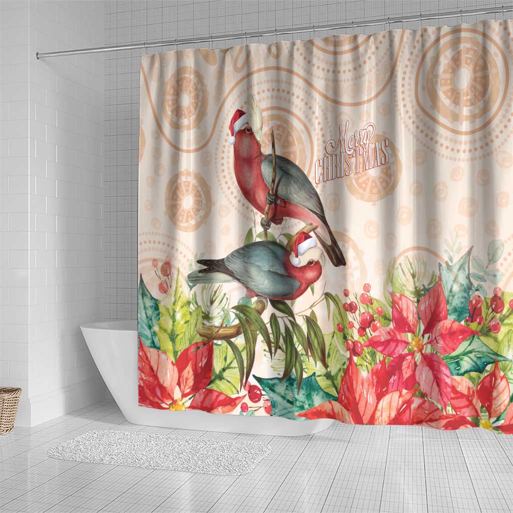 Merry Christmas Aussie Aboriginal Shower Curtain Rosebreasted Cockatoo Pastel - Aussie Hoodie