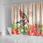Merry Christmas Aussie Aboriginal Shower Curtain Rosebreasted Cockatoo Pastel - Aussie Hoodie