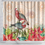 Merry Christmas Aussie Aboriginal Shower Curtain Rosebreasted Cockatoo Pastel - Aussie Hoodie