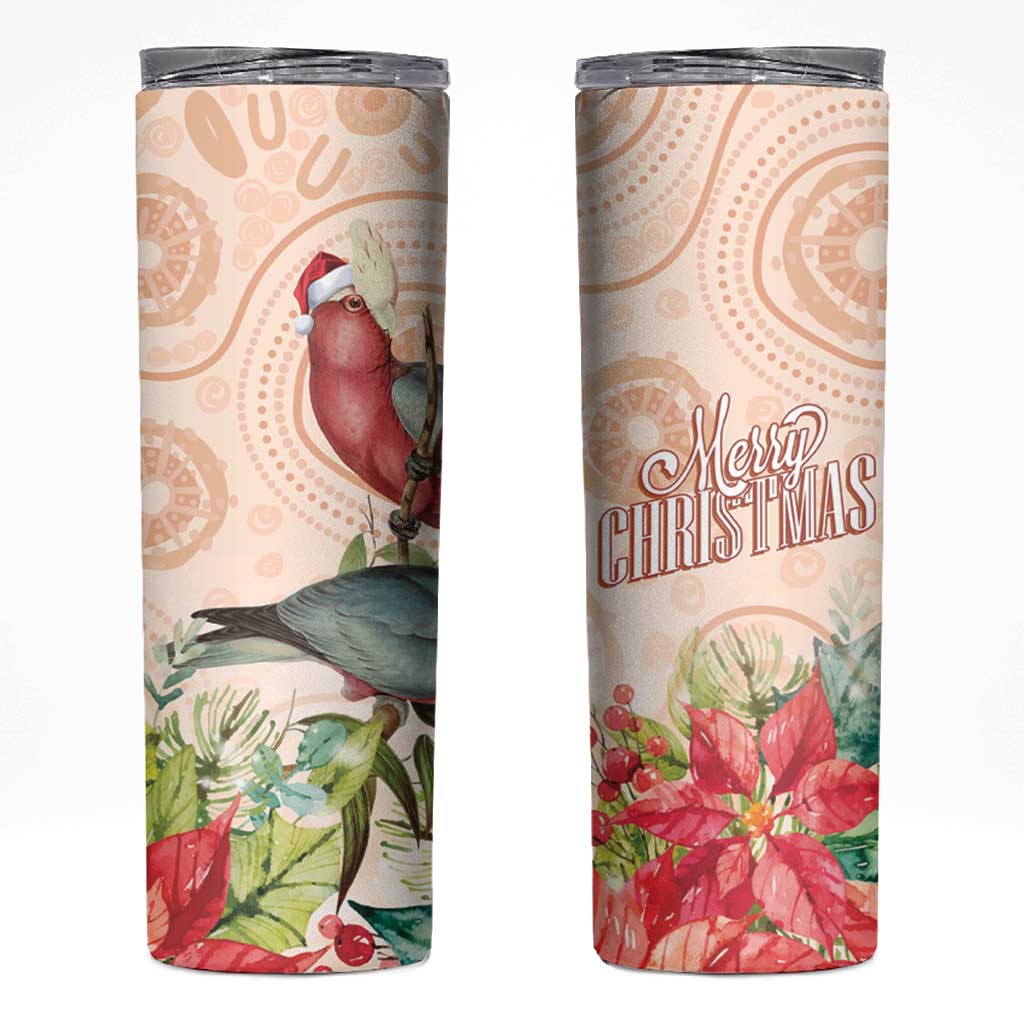 Merry Christmas Aussie Aboriginal Skinny Tumbler Rosebreasted Cockatoo Pastel - Aussie Hoodie