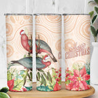 Merry Christmas Aussie Aboriginal Skinny Tumbler Rosebreasted Cockatoo Pastel - Aussie Hoodie