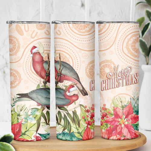 Merry Christmas Aussie Aboriginal Skinny Tumbler Rosebreasted Cockatoo Pastel - Aussie Hoodie