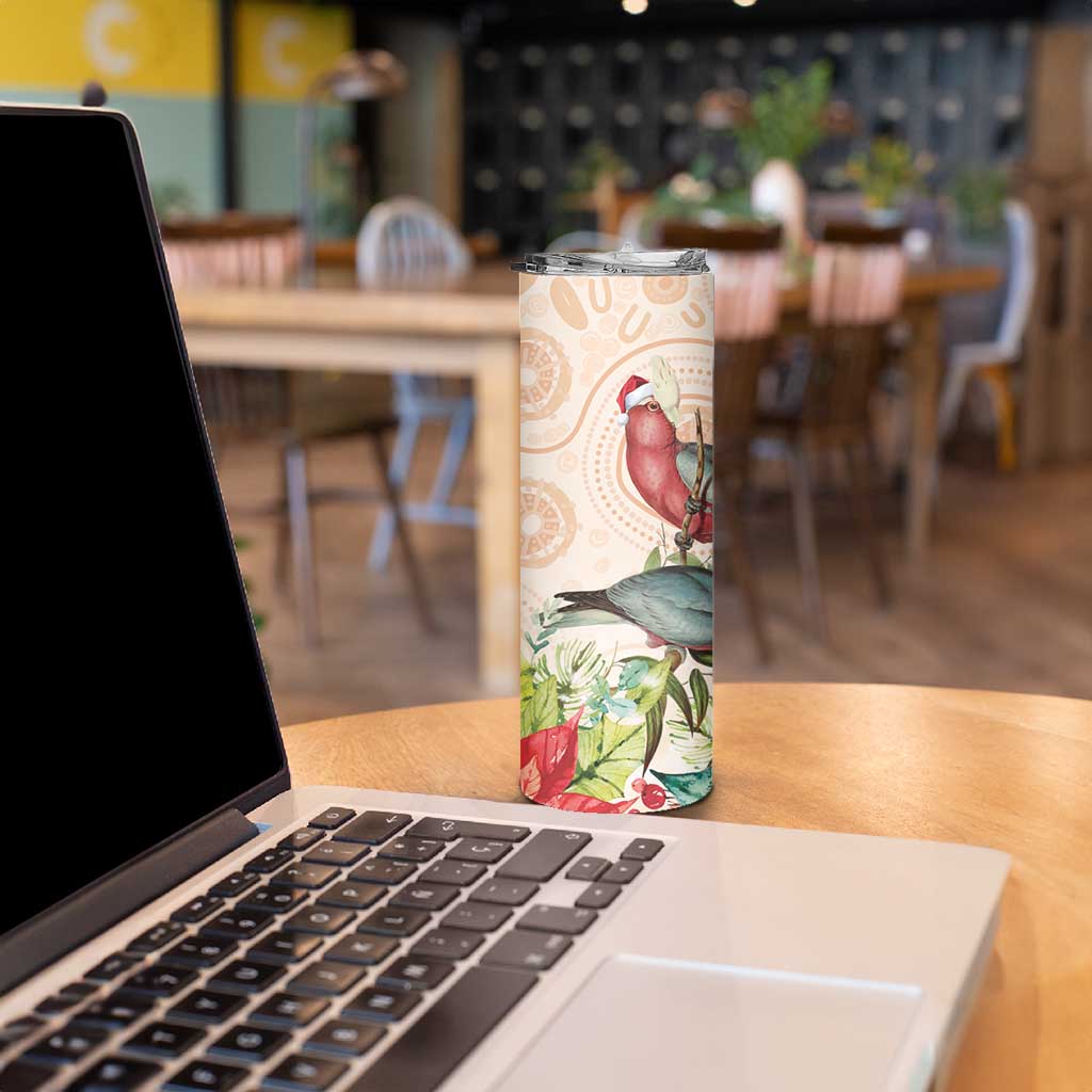 Merry Christmas Aussie Aboriginal Skinny Tumbler Rosebreasted Cockatoo Pastel - Aussie Hoodie