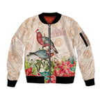 Merry Christmas Aussie Aboriginal Sleeve Zip Bomber Jacket Rosebreasted Cockatoo Pastel - Aussie Hoodie