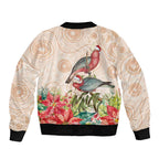 Merry Christmas Aussie Aboriginal Sleeve Zip Bomber Jacket Rosebreasted Cockatoo Pastel - Aussie Hoodie