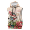 Merry Christmas Aussie Aboriginal Sleeveless Hoodie Rosebreasted Cockatoo Pastel - Aussie Hoodie