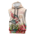 Merry Christmas Aussie Aboriginal Sleeveless Hoodie Rosebreasted Cockatoo Pastel - Aussie Hoodie