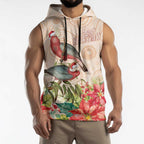 Merry Christmas Aussie Aboriginal Sleeveless Hoodie Rosebreasted Cockatoo Pastel - Aussie Hoodie