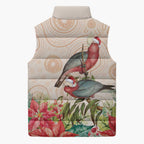 Merry Christmas Aussie Aboriginal Sleeveless Puffer Jacket Rosebreasted Cockatoo Pastel - Aussie Hoodie