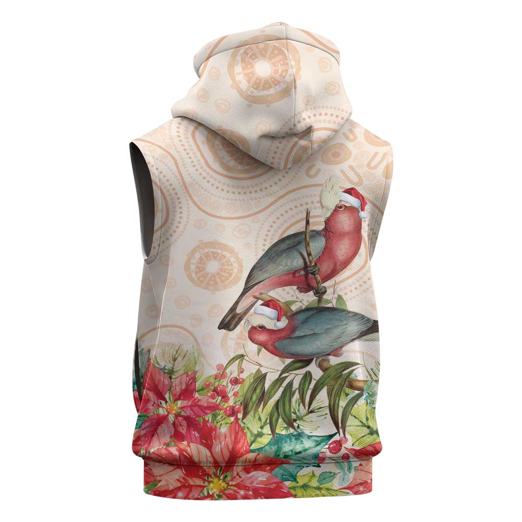 Merry Christmas Aussie Aboriginal Sleeveless Zip Hoodie Rosebreasted Cockatoo Pastel LT7