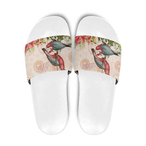 Merry Christmas Aussie Aboriginal Slide Sandals Rosebreasted Cockatoo Pastel - Aussie Hoodie