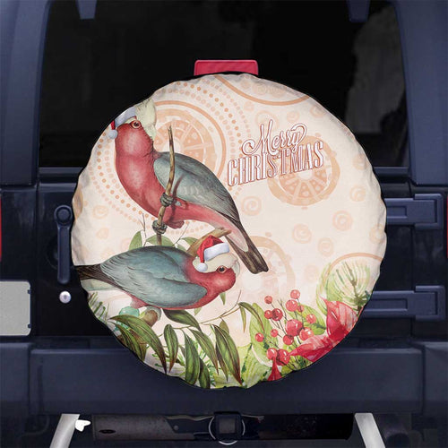 Merry Christmas Aussie Aboriginal Spare Tire Cover Rosebreasted Cockatoo Pastel - Aussie Hoodie