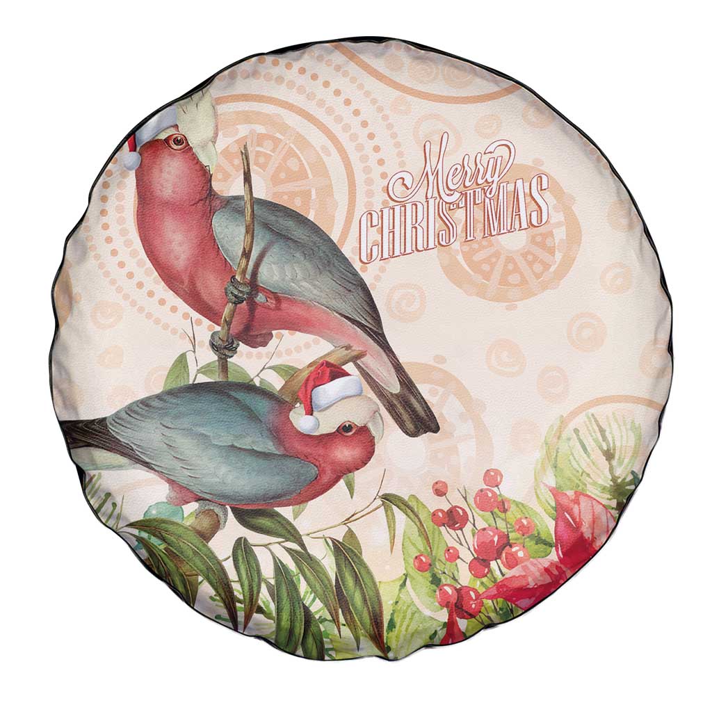 Merry Christmas Aussie Aboriginal Spare Tire Cover Rosebreasted Cockatoo Pastel - Aussie Hoodie