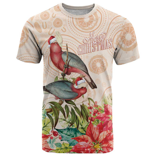 Merry Christmas Aussie Aboriginal T Shirt Rosebreasted Cockatoo Pastel - Aussie Hoodie