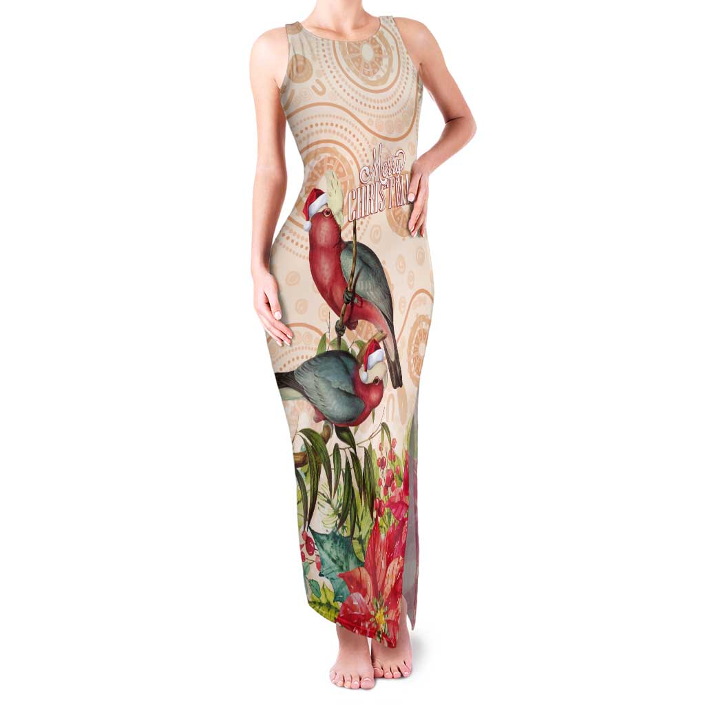 Merry Christmas Aussie Aboriginal Tank Maxi Dress Rosebreasted Cockatoo Pastel - Aussie Hoodie