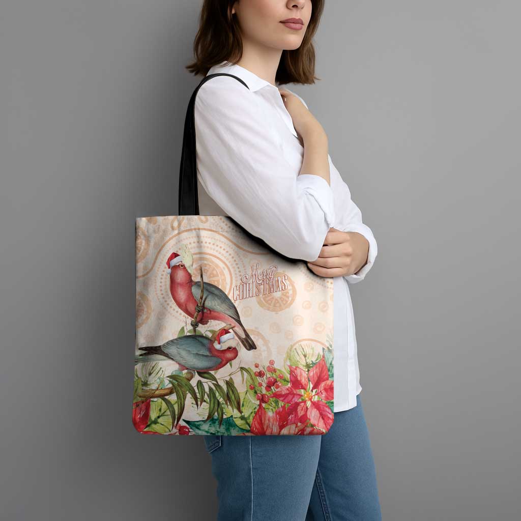 Merry Christmas Aussie Aboriginal Tote Bag Rosebreasted Cockatoo Pastel - Aussie Hoodie