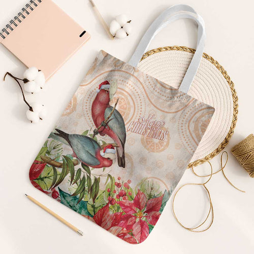 Merry Christmas Aussie Aboriginal Tote Bag Rosebreasted Cockatoo Pastel - Aussie Hoodie