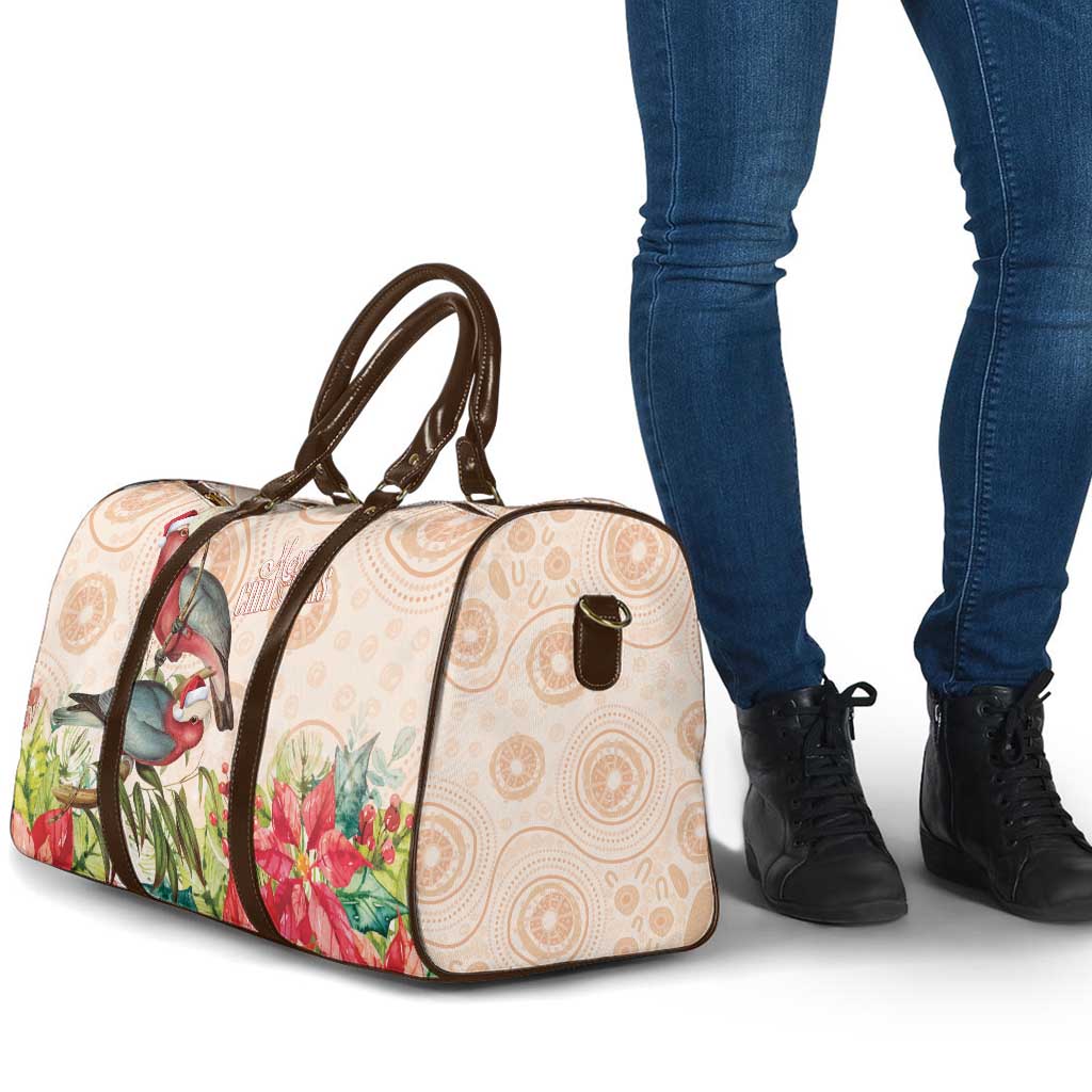 Merry Christmas Aussie Aboriginal Travel Bag Rosebreasted Cockatoo Pastel - Aussie Hoodie