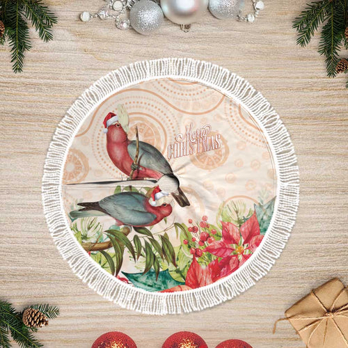 Merry Christmas Aussie Aboriginal Tree Skirt Rosebreasted Cockatoo Pastel - Aussie Hoodie