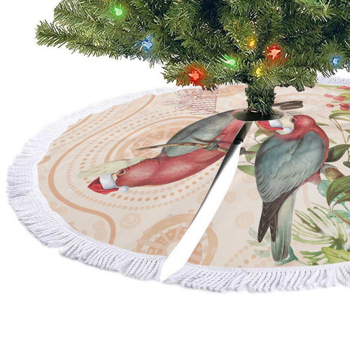 Merry Christmas Aussie Aboriginal Tree Skirt Rosebreasted Cockatoo Pastel - Aussie Hoodie