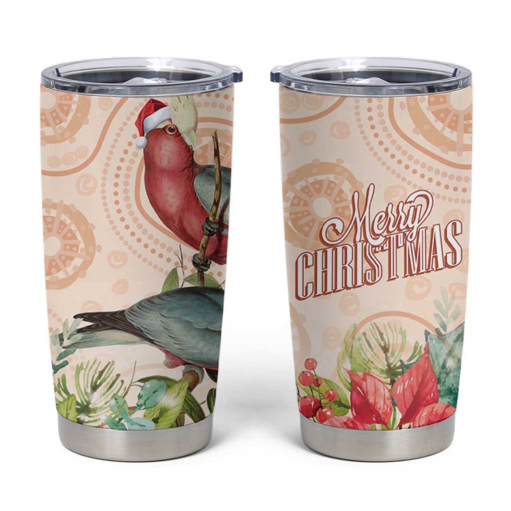 Merry Christmas Aussie Aboriginal Tumbler Cup Rosebreasted Cockatoo Pastel - Aussie Hoodie