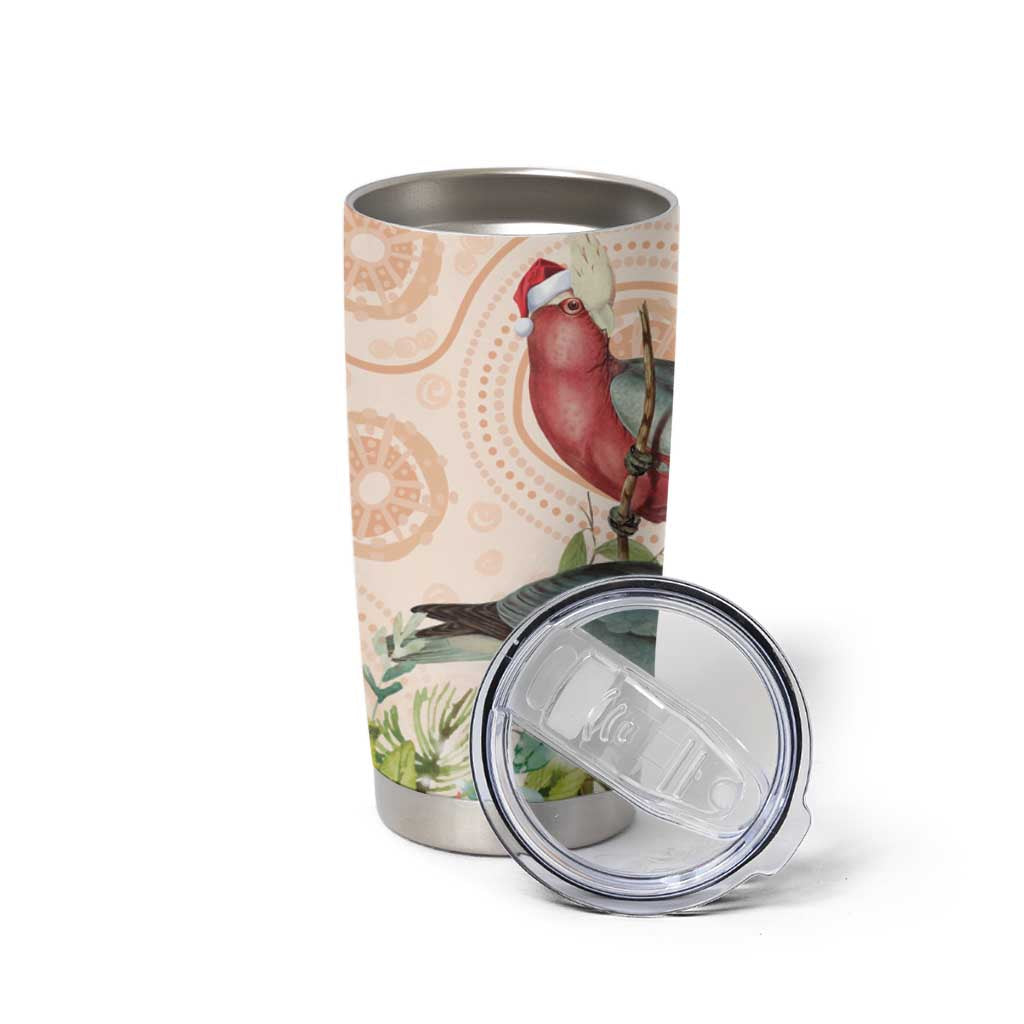 Merry Christmas Aussie Aboriginal Tumbler Cup Rosebreasted Cockatoo Pastel - Aussie Hoodie