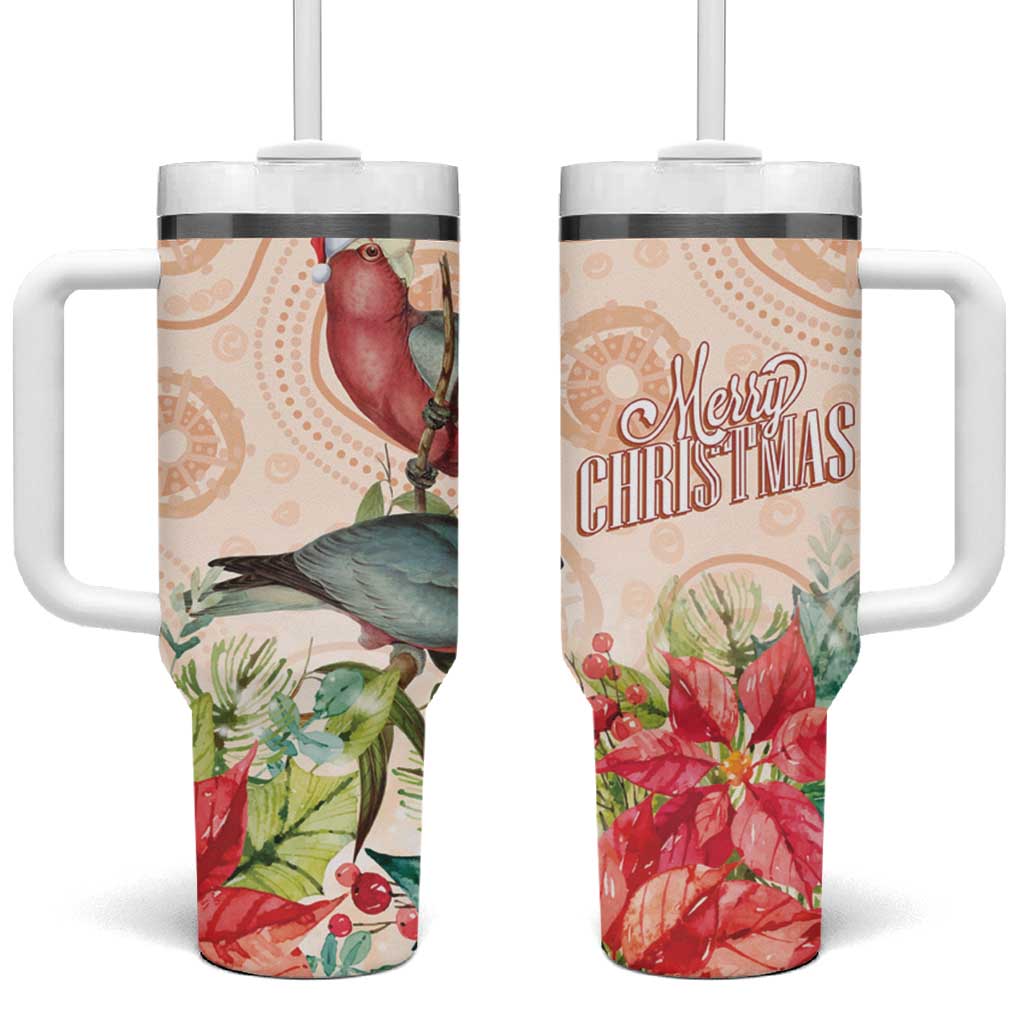 Merry Christmas Aussie Aboriginal Tumbler With Handle Rosebreasted Cockatoo Pastel - Aussie Hoodie