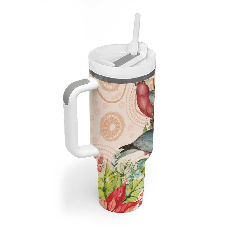 Merry Christmas Aussie Aboriginal Tumbler With Handle Rosebreasted Cockatoo Pastel - Aussie Hoodie