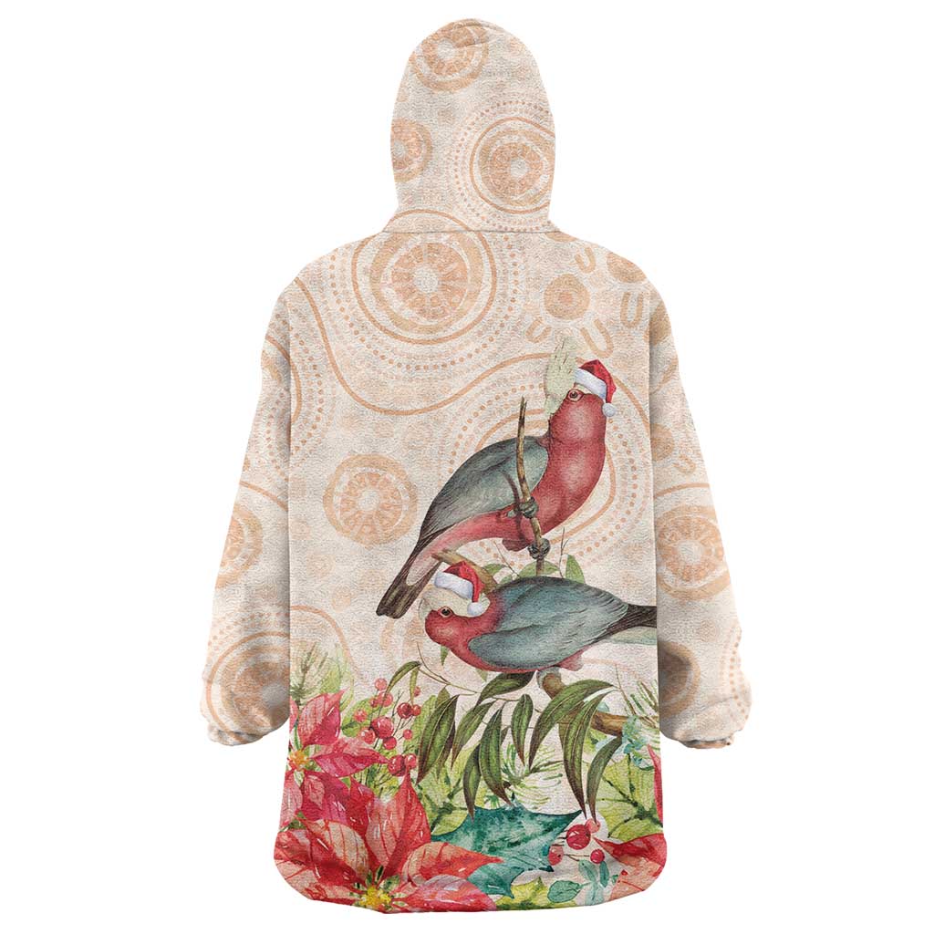 Merry Christmas Aussie Aboriginal Wearable Blanket Hoodie Rosebreasted Cockatoo Pastel - Aussie Hoodie