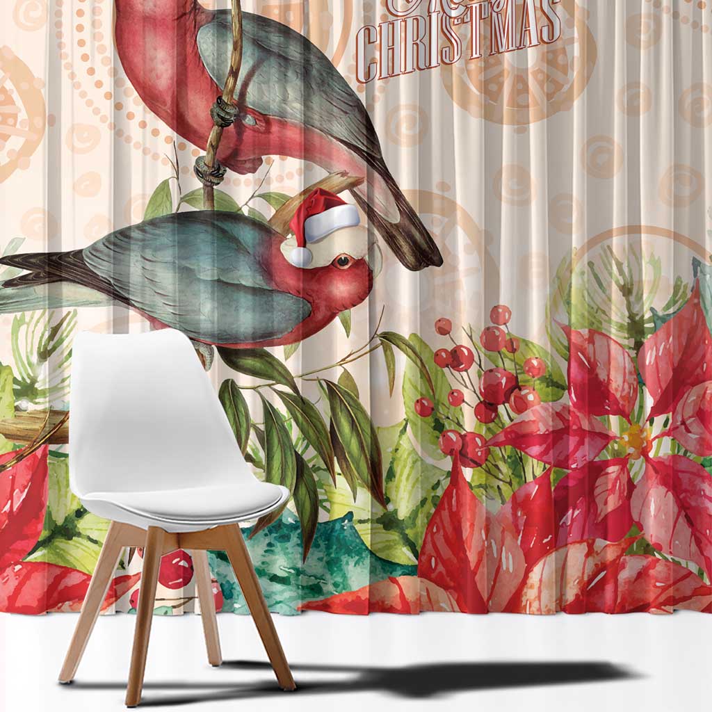 Merry Christmas Aussie Aboriginal Window Curtain Rosebreasted Cockatoo Pastel - Aussie Hoodie