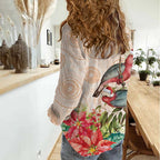 Merry Christmas Aussie Aboriginal Women Casual Shirt Rosebreasted Cockatoo Pastel - Aussie Hoodie