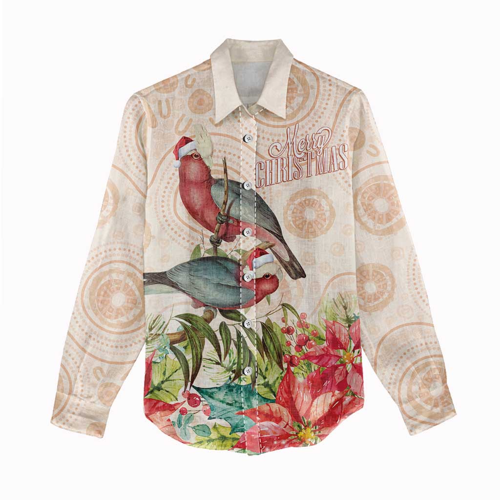 Merry Christmas Aussie Aboriginal Women Casual Shirt Rosebreasted Cockatoo Pastel - Aussie Hoodie