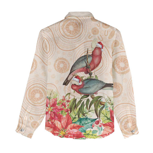Merry Christmas Aussie Aboriginal Women Casual Shirt Rosebreasted Cockatoo Pastel - Aussie Hoodie