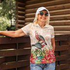 Merry Christmas Aussie Aboriginal Women Polo Shirt Rosebreasted Cockatoo Pastel - Aussie Hoodie
