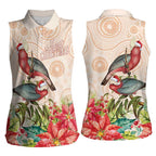 Merry Christmas Aussie Aboriginal Women Sleeveless Polo Shirt Rosebreasted Cockatoo Pastel - Aussie Hoodie